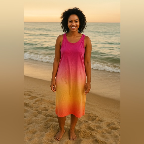 GAP Vibrant Pink White Orange Sleeveless Tank Dress Size XXL - Picture 1 of 9